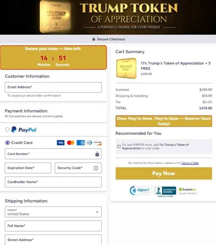 Trump Token Order Page